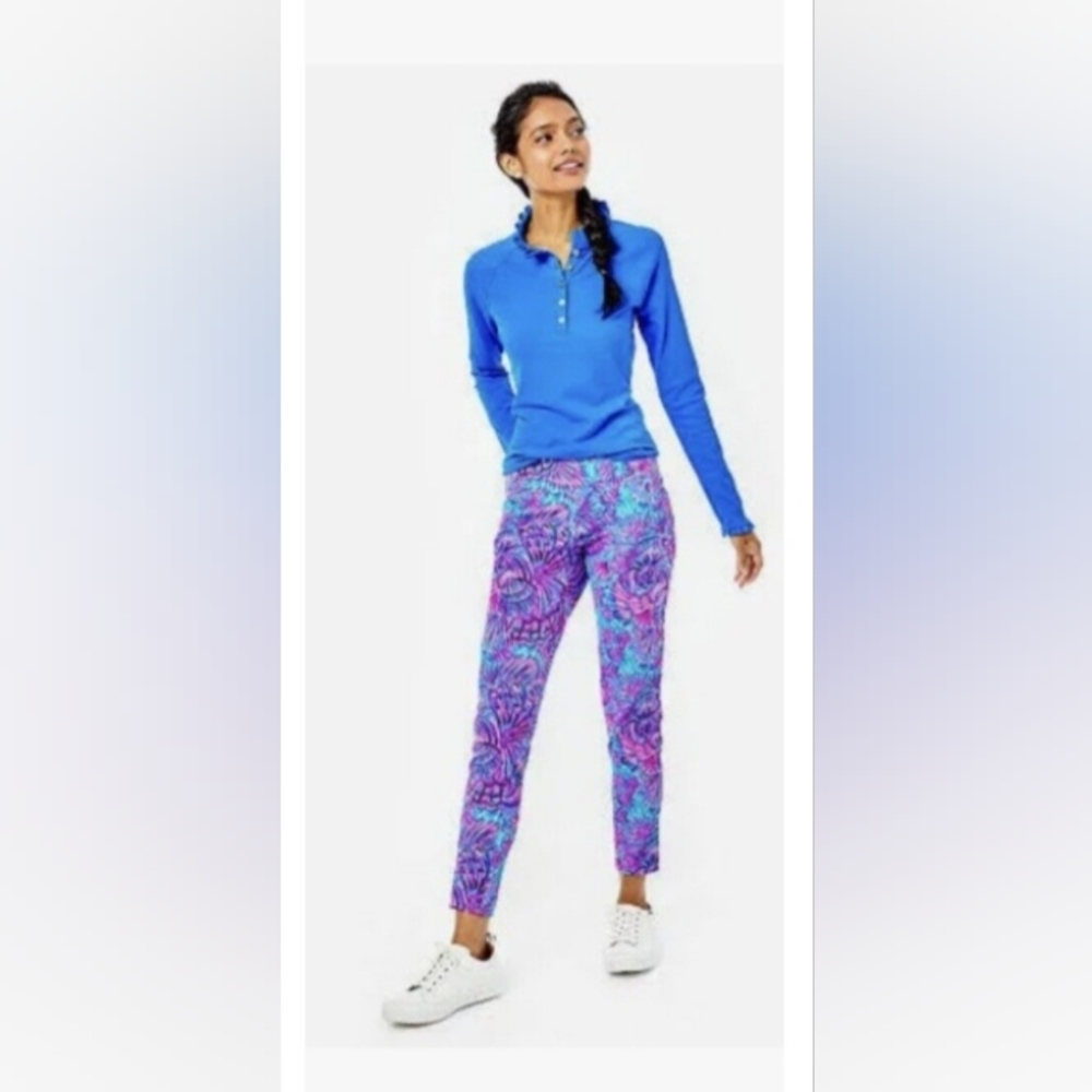 LILLY PULITZER CORSO PANT, TURQUOISE OASIS, SHELLEIDOSCOPE GOLF, NWT, Size 4